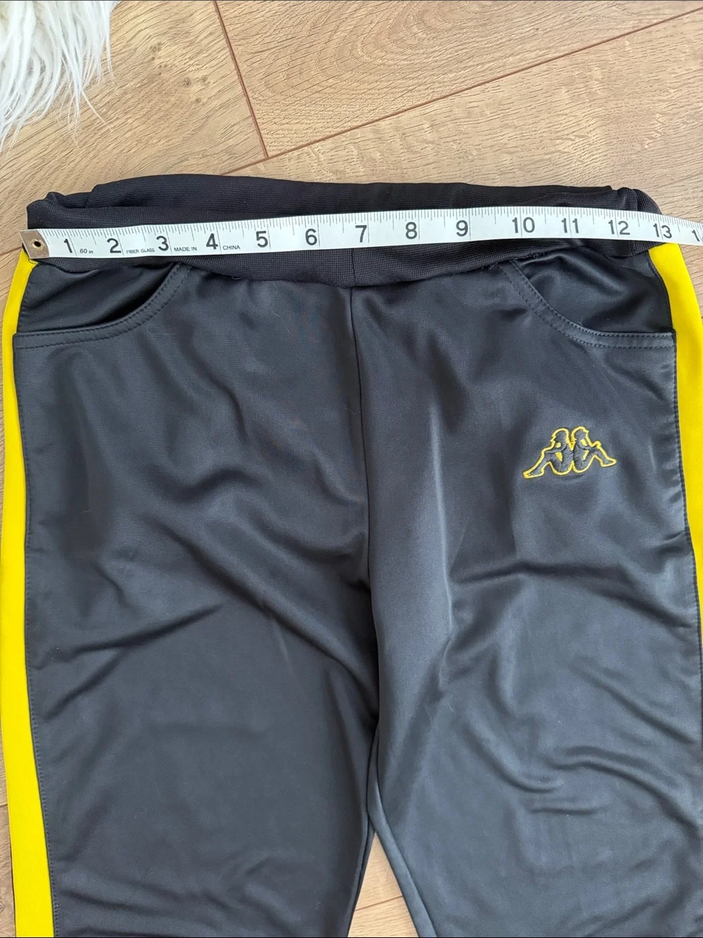 Kappa Black Track Pants with Yellow Stripes